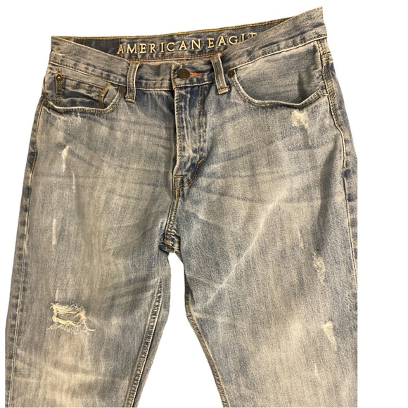 American Eagle Jeans Men’s 31X31 Blue Bootcut Light Wash Distressed Grunge Y2K - Picture 2 of 11